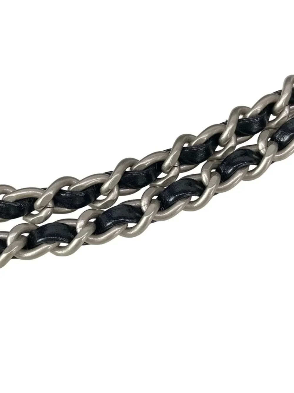 Chanel Handbag 22 Mini Black Chain Handle Vintage Silver Metal